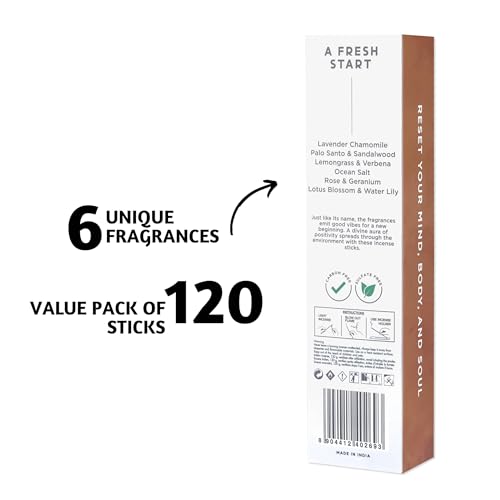 Folkulture Incense Sticks | Set of 6 (120 Sticks) Non Toxic Palo Santo Insence-Sticks | 45 Mins Burn Time | Sandalwood Incenses, Lemongrass, Rose Geranium | Organic Inscents-Sticks for Home - Image 2