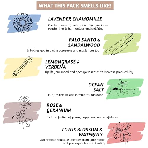 Folkulture Incense Sticks | Set of 6 (120 Sticks) Non Toxic Palo Santo Insence-Sticks | 45 Mins Burn Time | Sandalwood Incenses, Lemongrass, Rose Geranium | Organic Inscents-Sticks for Home - Image 5