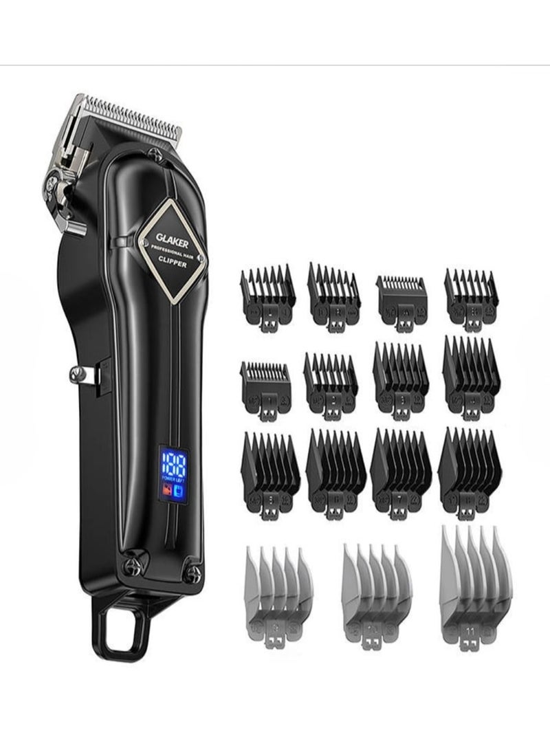 GLAKER Professional Hair Clippers and T-Blade Trimmer for Men with Cordless 3 in 1 Versatile Hair Trimmer with 15 Pcs Guards, Professional Barber Clippers Rechargeable Fading Clippers Grooming Kit - Image 5