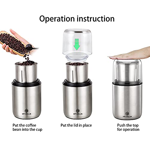 DR MILLS DM-7452 Electric Coffee Grinder,Spice Grinder Electric and Chopper,Detachable Cup, Diswash Free, Blade & Cup Made with SUS304 Stainless Steel - Image 2