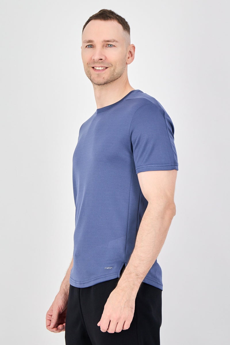 MOTION Men Sportswear Fit Short Sleeve Training T-Shirt, Dusty Blue - Image 2