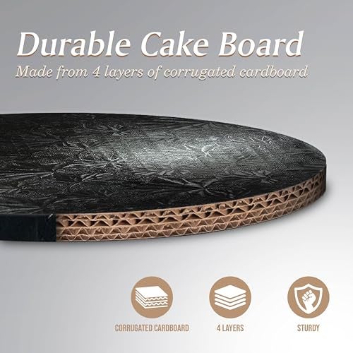 Cakebon Cake Boards - Sturdy 1/2 Thick Drums - 10 Inch Professional Fully Wrapped Edges Black 1-Pack - Image 3