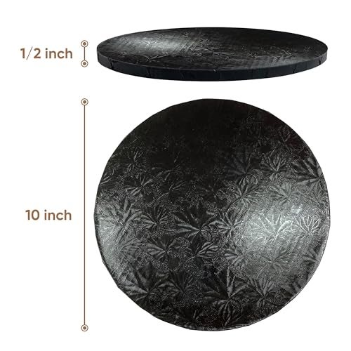 Cakebon Cake Boards - Sturdy 1/2 Thick Drums - 10 Inch Professional Fully Wrapped Edges Black 1-Pack - Image 2