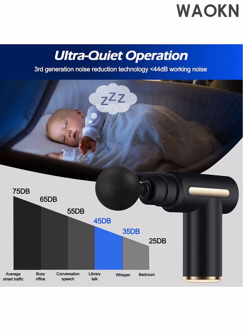 دبليو أيه أو كي أن مسدس تدليك صغير، مسدس تدليك عميق للأنسجة العضلية مع 6 سرعات، جهاز تدليك فائق الهدوء، جهاز تدليك كهربائي محمول باليد للجسم لتخفيف آلام الظهر والرقبة والتخلص من الآلام، هدايا للنساء/الرجال/لها/له - Image 2