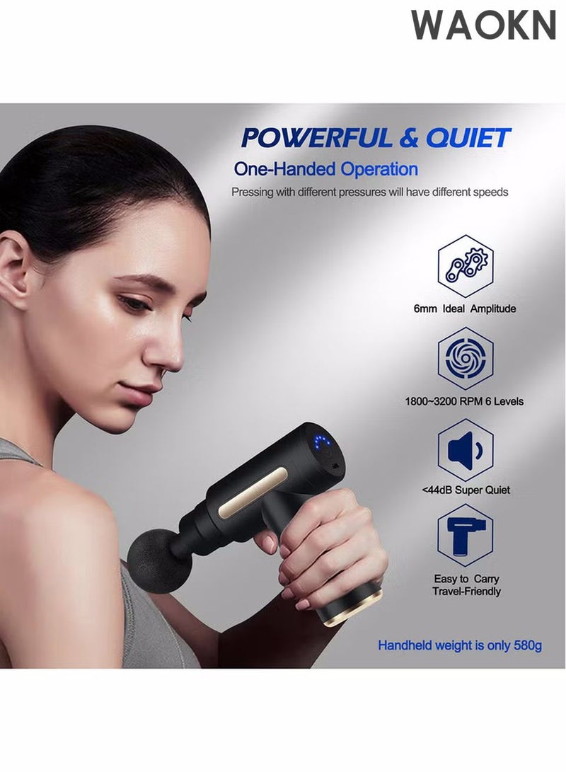 دبليو أيه أو كي أن مسدس تدليك صغير، مسدس تدليك عميق للأنسجة العضلية مع 6 سرعات، جهاز تدليك فائق الهدوء، جهاز تدليك كهربائي محمول باليد للجسم لتخفيف آلام الظهر والرقبة والتخلص من الآلام، هدايا للنساء/الرجال/لها/له - Image 4