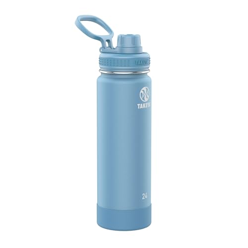 Takeya Actives Water Bottle with Spout Lid - Bottle with Double Stainless Steel Insulation - Dishwasher Safe & BPA-Free - Bottle with Spout Lid & Removable Bumper - 24 oz, Bluestone - Image 1
