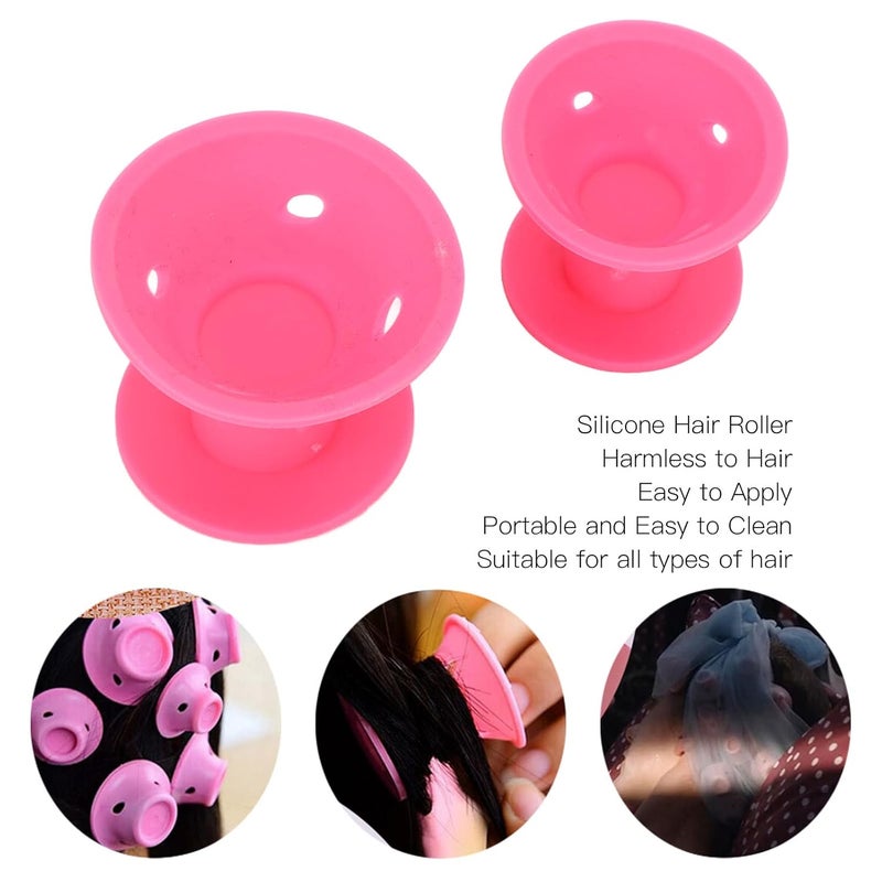 comfrt Silicone Hair Rollers Set,20Pcs Mushroom Shaped Hair Curlers,Heatless Rose Red Hair Curlers Set for Women Girls Long Medium Short Hair - Image 2