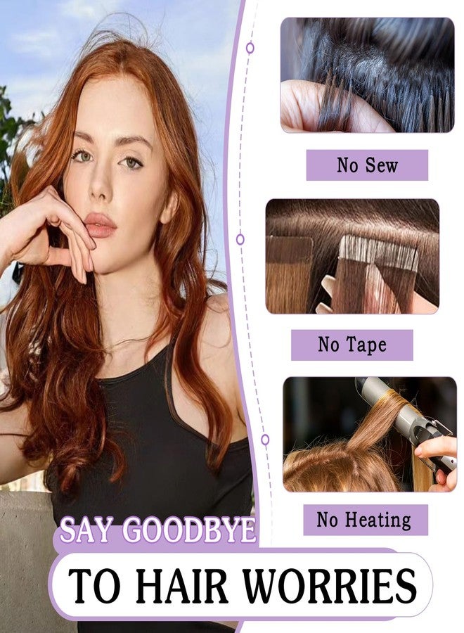 NAYOO 4PCS Clip in Hair Extensions Long Wavy Curly Synthetic Thick Hairpieces Auburn for Women with Fiber Double Weft Hair Full Head（16 Inch, Auburn） - Image 5