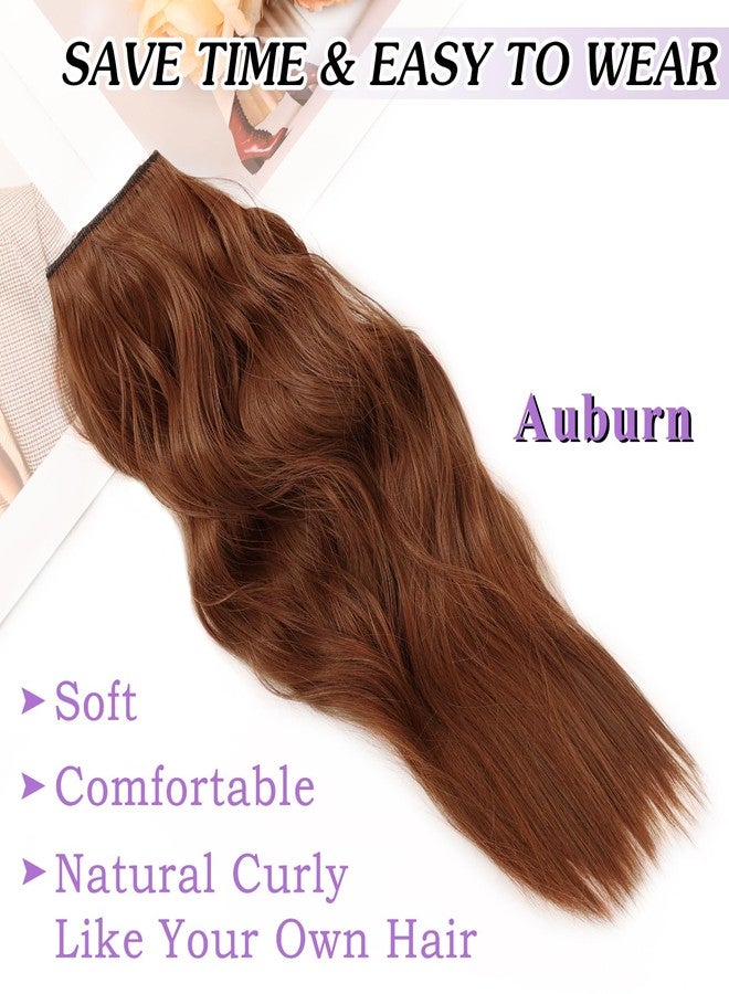 NAYOO 4PCS Clip in Hair Extensions Long Wavy Curly Synthetic Thick Hairpieces Auburn for Women with Fiber Double Weft Hair Full Head（16 Inch, Auburn） - Image 4