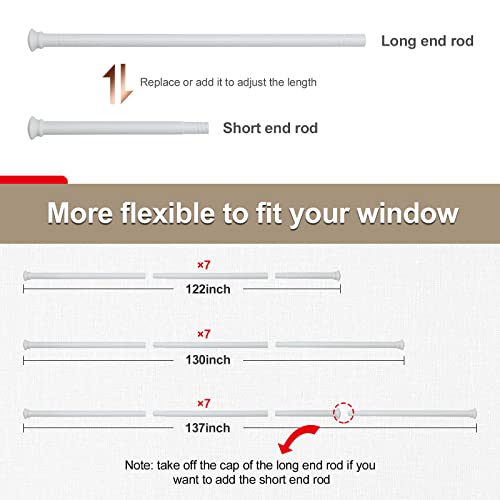 LAKEROD White Curtain Rods for Windows 66 to 137” - 5/8 Inch Heavy Duty Blackout Curtain Rods Set,Adjustable Rustic Drapery Rods with Brackets - Matte - Image 5