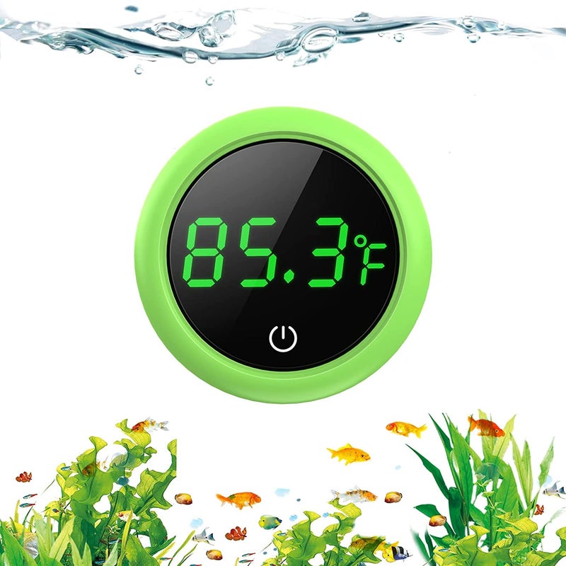 VAYINATO ® Round Green Digital Stick On Touch Screen Aquarium Thermometer | Long Lasting | Touch Screen | High Accuracy by Petzlifeworld - Image 1