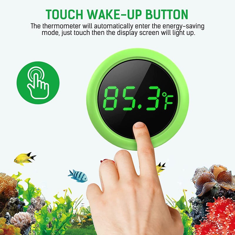 VAYINATO ® Round Green Digital Stick On Touch Screen Aquarium Thermometer | Long Lasting | Touch Screen | High Accuracy by Petzlifeworld - Image 4