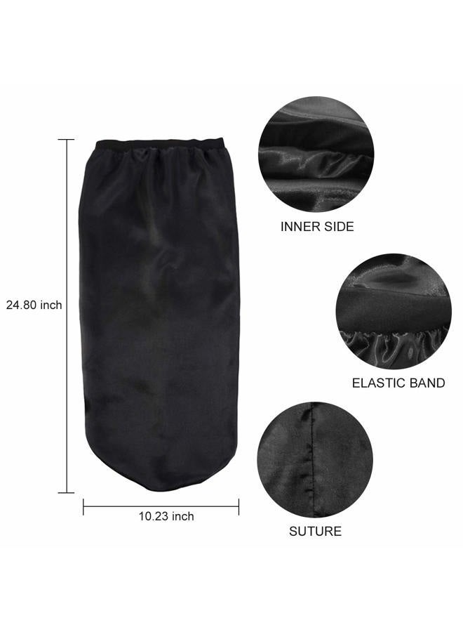 Tailpa Long Satin Bonnet Sleep Cap,Black Extra Large Silk Bonnet for Natural Hair, Bonnets for Women Night Sleep,Wide Elastic Band, Very Soft & Comfortable (Black) - Image 3