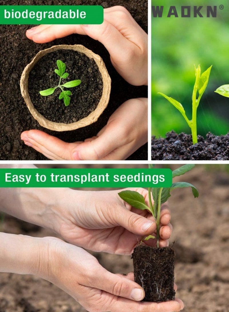 50pcs Round Environmentally Friendly and Biodegradable Seed Starter Disk, Biodegradable Seedling Bowl, Pulp Seedling Cup, Plant pot, Seed Germination Vegetables and Fruits Planting Tools