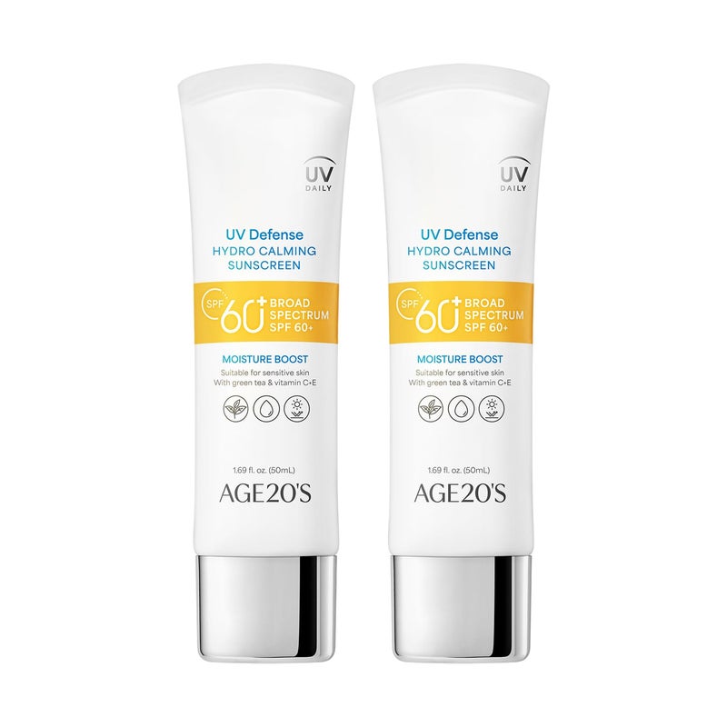 AGE 20's AGE20S UV Defense Hydro Calming Sunscreen SPF 60  Korean Sunscreen  Moisturizing Creamy Formula No White Cast Lightweight Finish  Green Tea  Aloe Vera  Dermatest Excellent  169 floz2 
