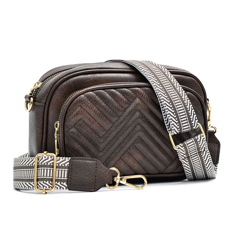 Vintage Color-Block Woven Strap Crossbody Bag - Image 1
