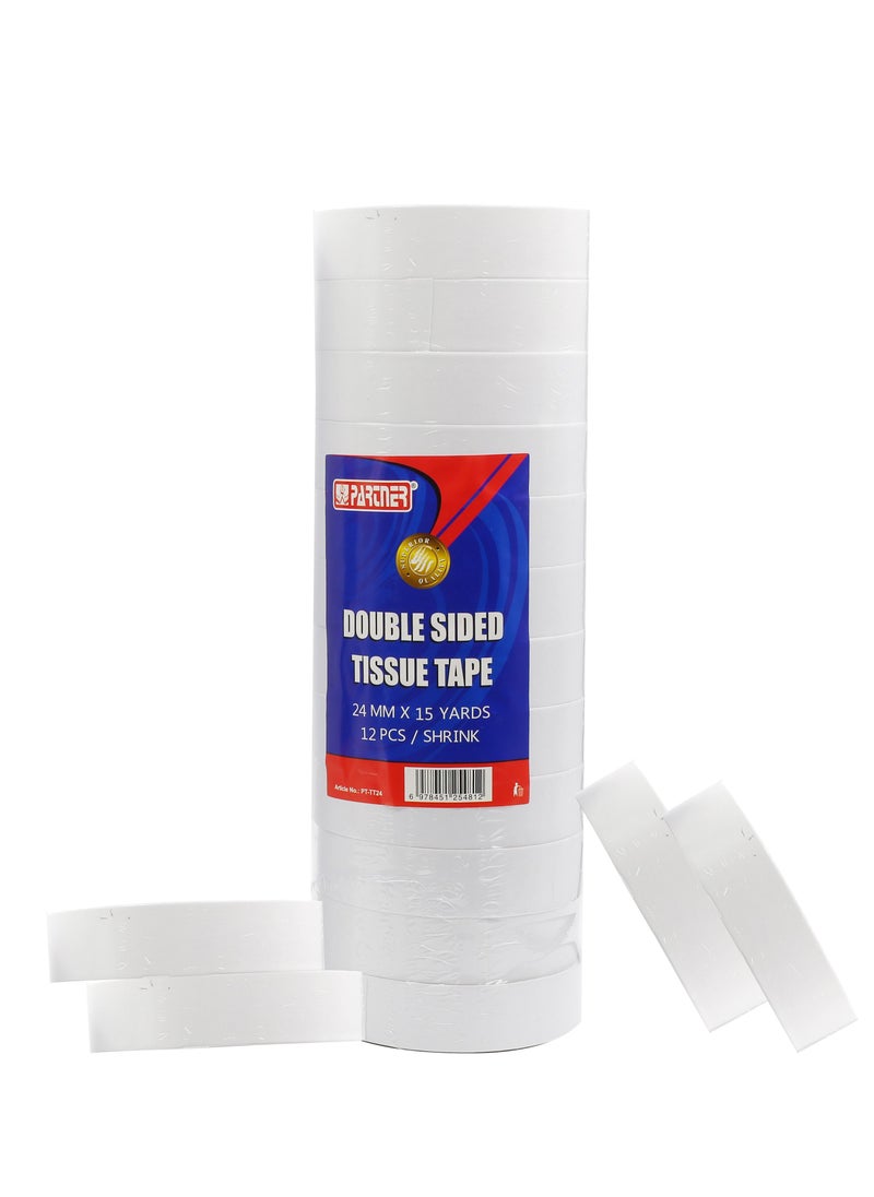 PARTNER 12-Piece Double Sided Tissue Tape 24mm Width  - Image 2