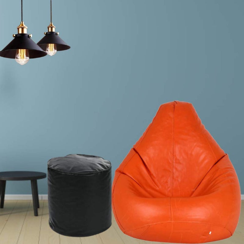 TRUE 2 F Orange Large Bean Bag Cover Without Beans with Black muddha - Image 1