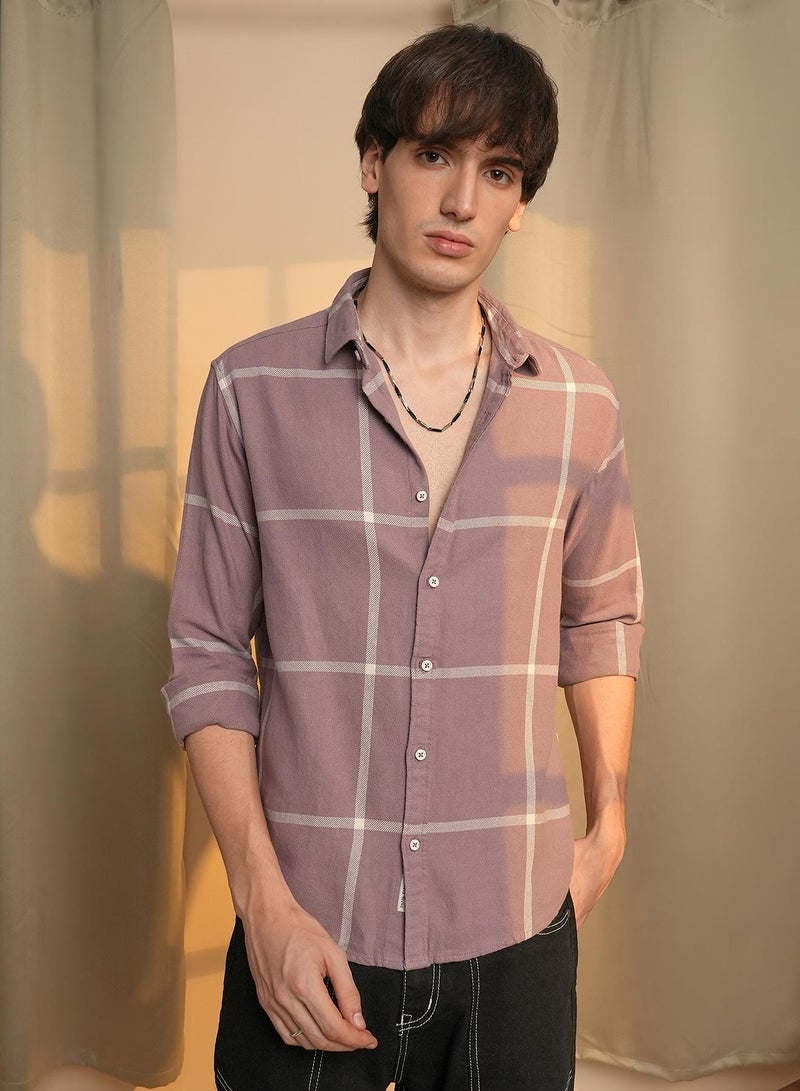 Campus Sutra Men's Nude Pink Maxi-Graph Check Shirt - Image 2