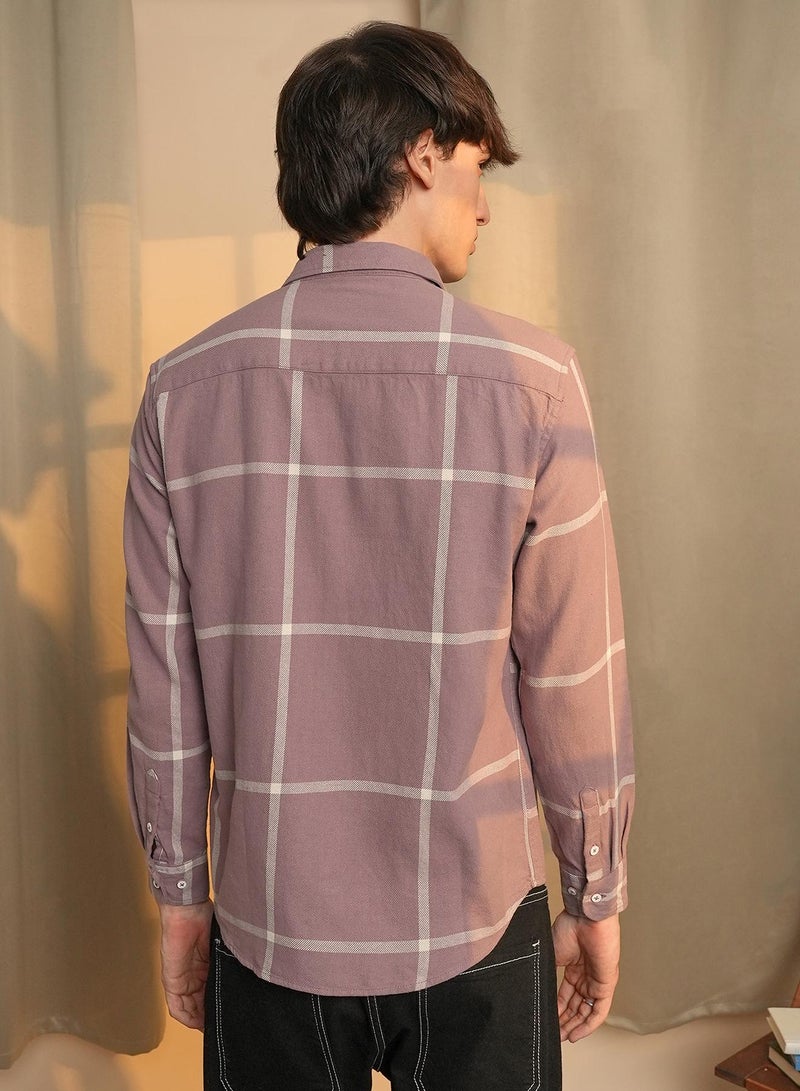 Campus Sutra Men's Nude Pink Maxi-Graph Check Shirt - Image 5
