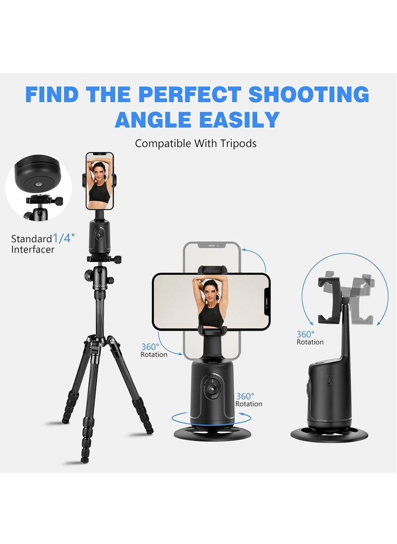 Generic - P01 Auto Face Tracking Tripod, 360° Rotation Body Phone Camera Mount Smart Shooting Holder with Remote Selfie Stick, No App, Gesture Control, for Vlog, TikTok - Image 1