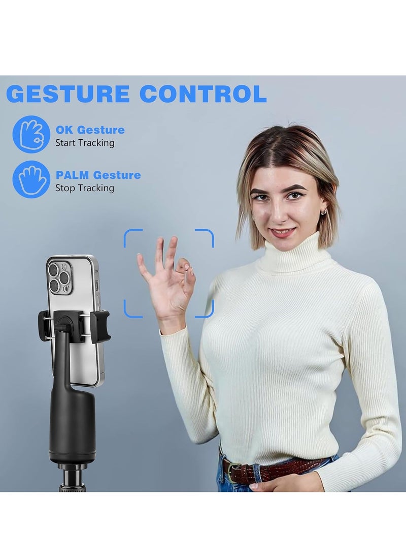 Generic - P01 Auto Face Tracking Tripod, 360° Rotation Body Phone Camera Mount Smart Shooting Holder with Remote Selfie Stick, No App, Gesture Control, for Vlog, TikTok - Image 1