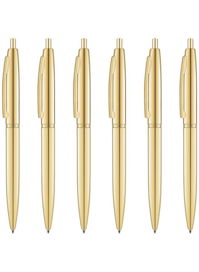Unibene 6 Pack Gold Click Ballpoint Pens - Black Ink Medium Point(1 Mm), Metallic Retractable Pen Nice Gift For Business Office Students Teachers Wedding Christmas - Image 1