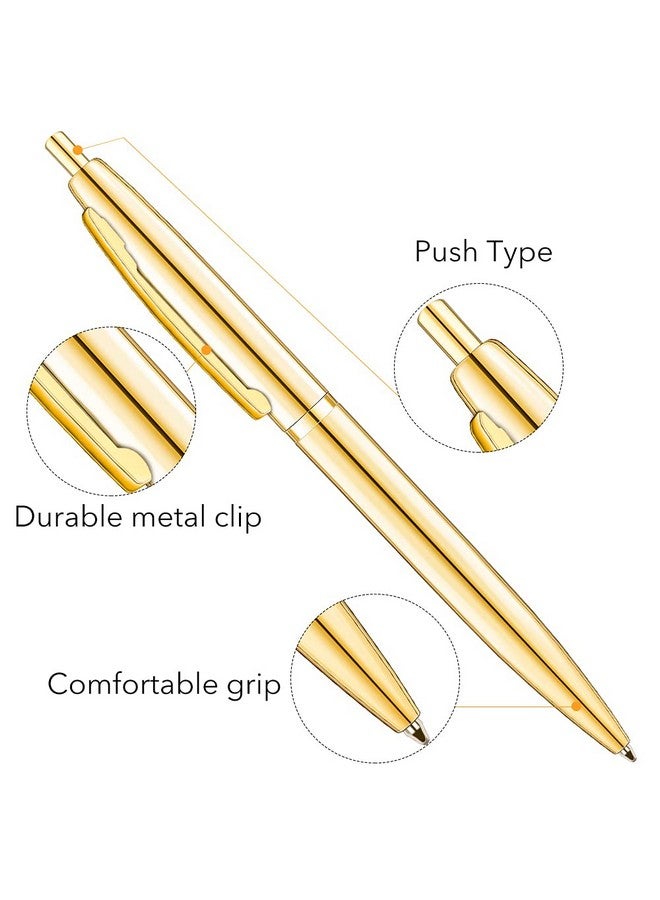 Unibene 6 Pack Gold Click Ballpoint Pens - Black Ink Medium Point(1 Mm), Metallic Retractable Pen Nice Gift For Business Office Students Teachers Wedding Christmas - Image 4