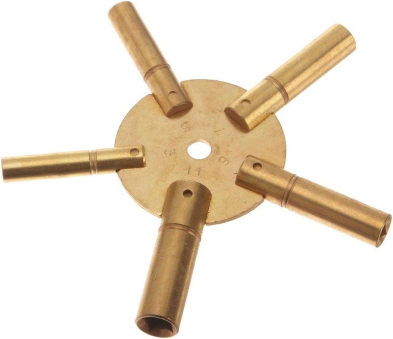 Brass Blessing : 5 Prong Brass Clock Key for Winding Clocks, ODD Numbers, 1 Piece (5023) - Image 1