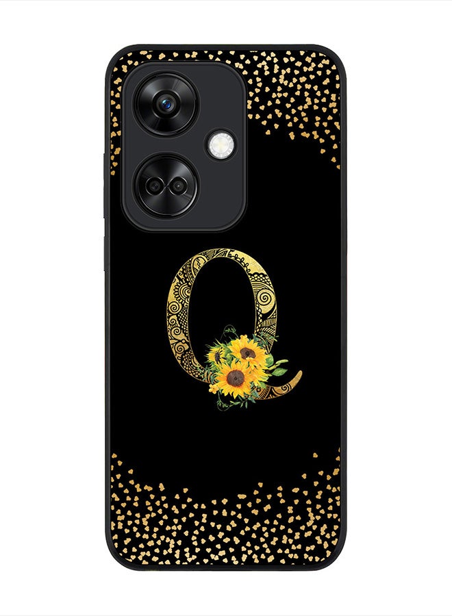 Stylizedd Rugged Black Edge case for OnePlus Nord CE3 / Oppo K11, Slim fit Flexible   Custom Monogram Initial Letter Mandala Floral Pattern Alphabet- Q (Black) - Image 1