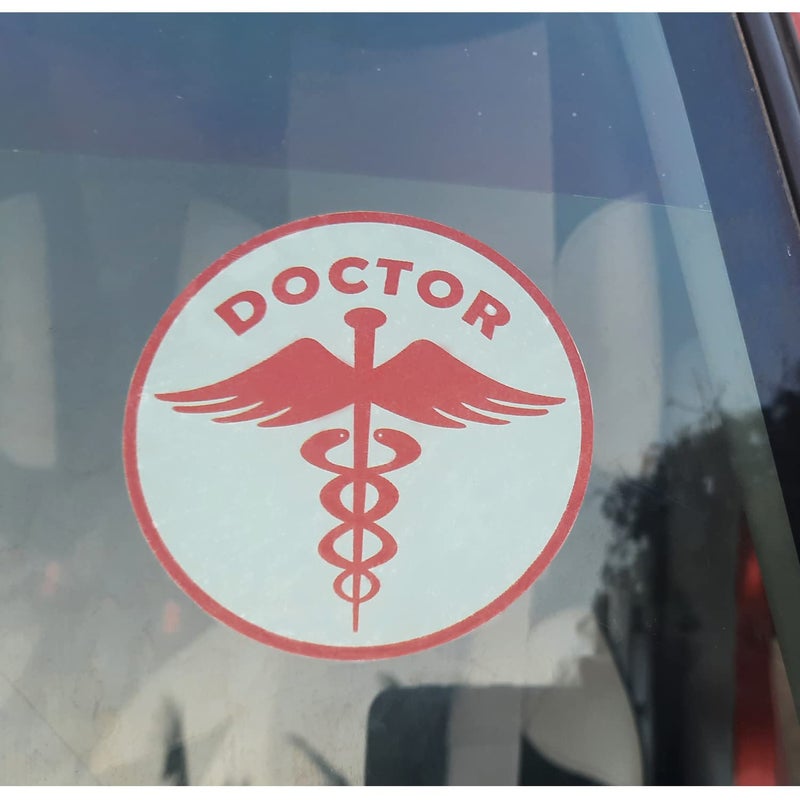 Claw cuts - Doctor Logo Inside Symbol Sticker for Cars & Bikes, Waterproof & Easy to Stick Symbolic Vinyl Sticker/Sign, White & Red, Pack of 2, Size - L X H (9 cm X 9 cm)-Self-Adhesive - Image 1