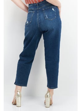 INC Women Straight Fit Wash Stretchable Mom Jeans, Blue  - Image 4