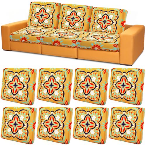 Hahafelt 8 Pcs Printed Couch Cushion Covers with Elastic Stretch 275 x 25 Inch Sofa Furniture Cushion Covers Washable Bohemian Floral Indoor Outdoor Sofa Replacement - Image 1