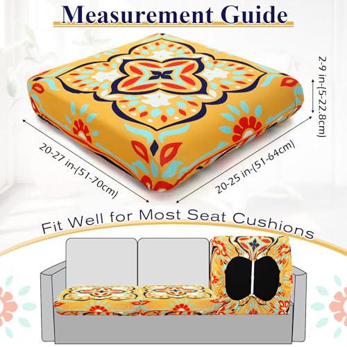Hahafelt 8 Pcs Printed Couch Cushion Covers with Elastic Stretch 275 x 25 Inch Sofa Furniture Cushion Covers Washable Bohemian Floral Indoor Outdoor Sofa Replacement - Image 3