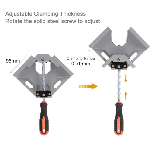 Inditrust 90° Right Angle Clamps/Corner Clamp tools for Carpenter, Welding, Wood-working, Engineering, Photo Framing (Single Handle Corner Clamp) grey - Image 2