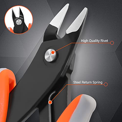 ValueMax Flush Wire Cutters, 3 Pack 5 Inch Precision Micro Cutter Anti-Slip Flush Cut Pliers, Diagonal Side Cutters for Electronics, Aluminum, Jewelry, 3D Printing, and Soft Copper Wire - Image 3
