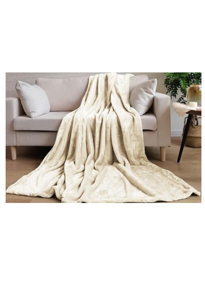 Pan Home - PAN Home Home Furnishings Ultra Plush Blanket 150X200 cm- Beige - Image 1