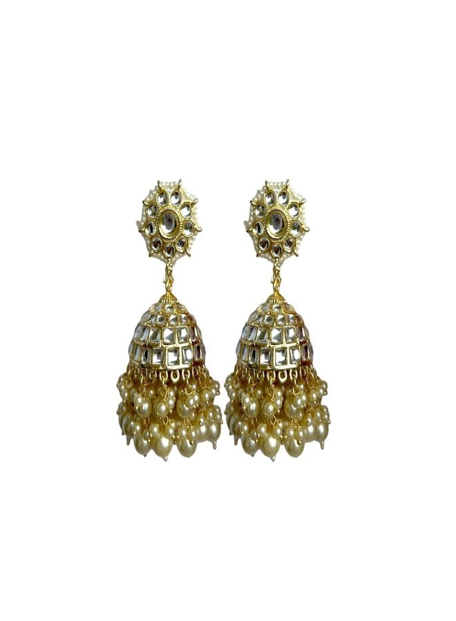 Accessher Gold Plated Multicolour Pastel Semi Precious Stones Studded Ethnic Hoops and Jhumka Earrings/Traditional Jhumkis for Women and Girls - Image 1