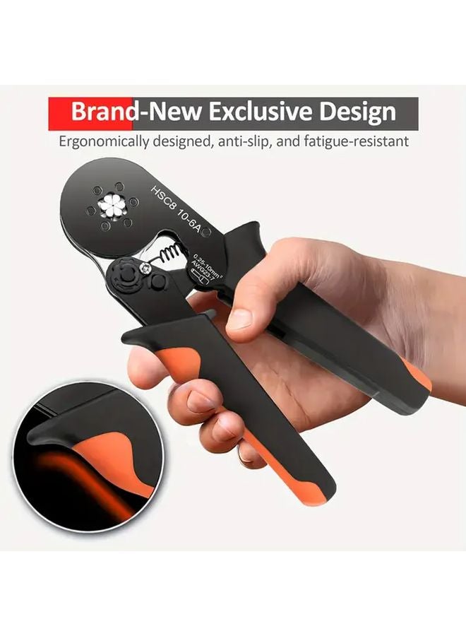 HSC8 10 6A Ratchet Crimping Tool Black Orange With 1200pcs Terminals Set 0 25 10mm - Image 5
