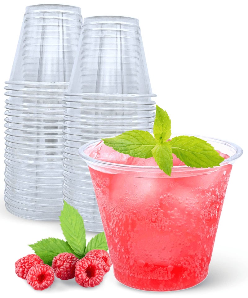 Aatriet 9 oz Clear Plastic Drinking Cups 50 Pack Classic Clear Disposable Wine Cups for Wedding  Party Elegant Cocktail Cup Plastic Tumblers for Iced Coffee Cold Beverage