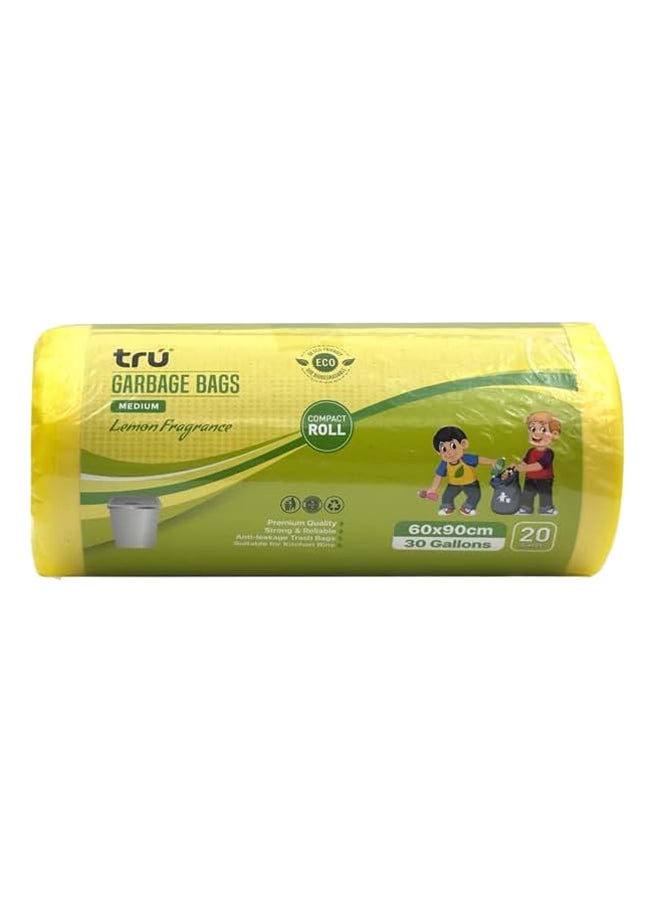Tru Lemon Scented Garbage Bags Roll 60x90cm 30Gallon 20pc  - Image 1