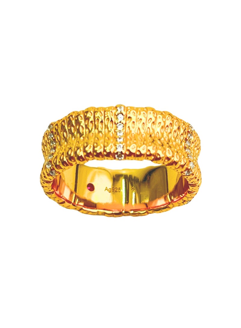 Jo Mavia Elegant Wide Band Ring for Women, 18K Gold Plated, Fashionably Simple, Size 8 - Image 1