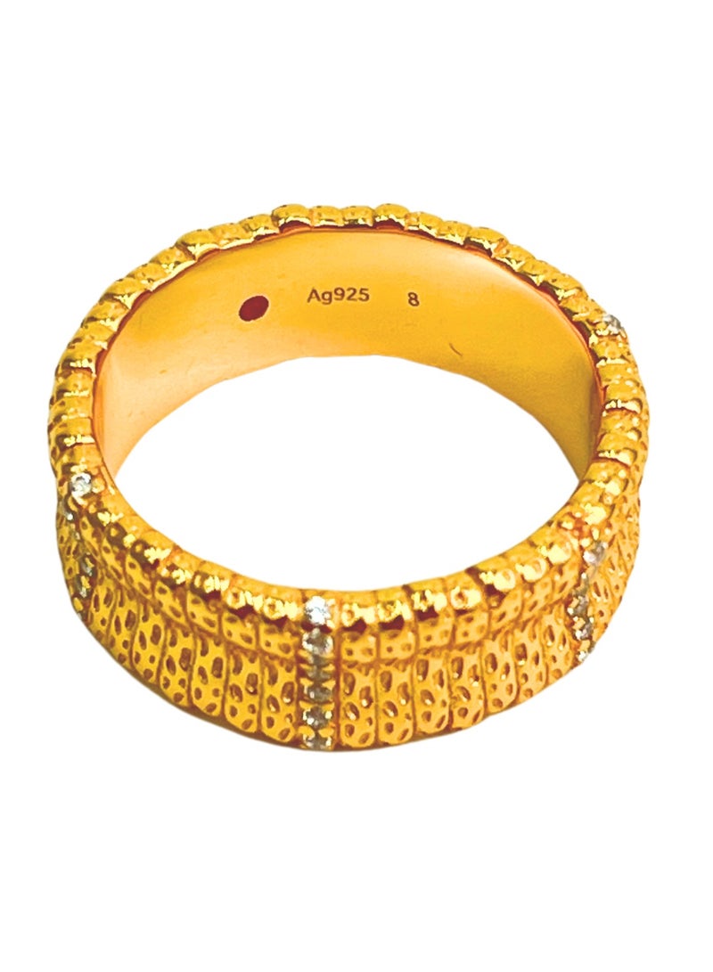 Jo Mavia Elegant Wide Band Ring for Women, 18K Gold Plated, Fashionably Simple, Size 8 - Image 3