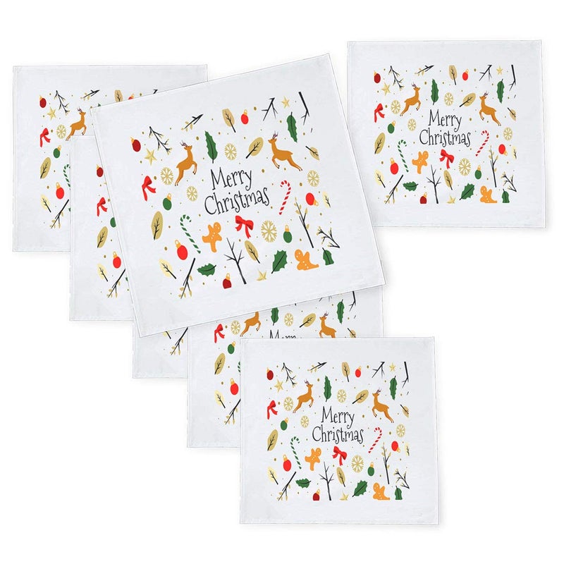Khakee 6 Pcs Christmas Theme Tafta Silk Table Napkins 10x 10 for Xmas Decoration Christmas OrnamentsChristmas Gift npxmas092P - Image 1