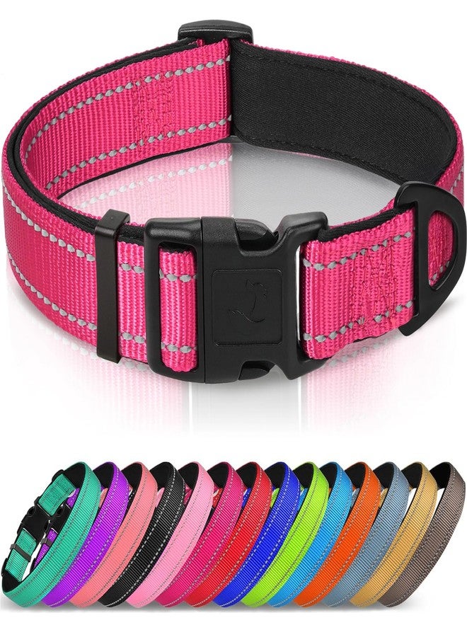 Joytale Reflective Dog Collar, Soft Neoprene Padded, Metal D-Ring, Nylon Pet Collar Adjustable for Small Dogs, Hotpink, S - Image 1