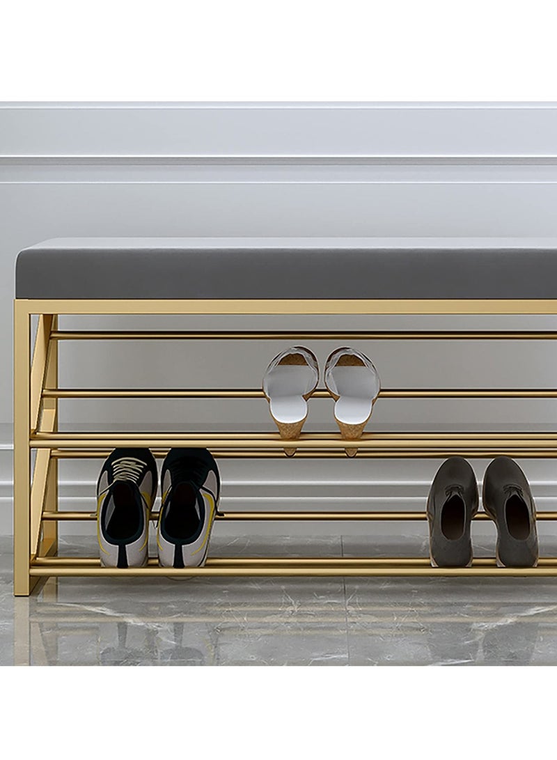 Arabest مقعد تخزين الأحذية من طبقتين مع أرفف شبكية رف أحذية مع مقعد قوي لتنظيم الأحذية للمدخل وغرفة المعيشة والممر - Image 3