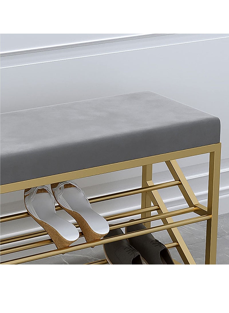 Arabest مقعد تخزين الأحذية من طبقتين مع أرفف شبكية رف أحذية مع مقعد قوي لتنظيم الأحذية للمدخل وغرفة المعيشة والممر - Image 4