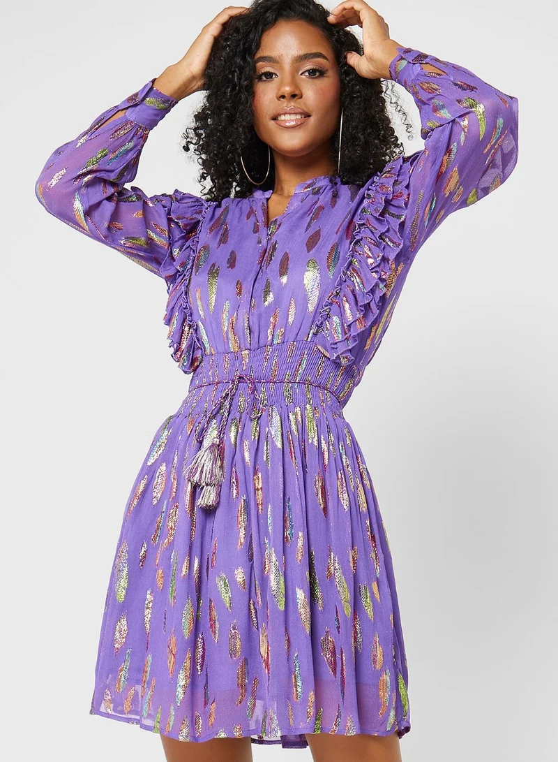 That’s My Gal Puff Sleeves Frilled Ruched Dress