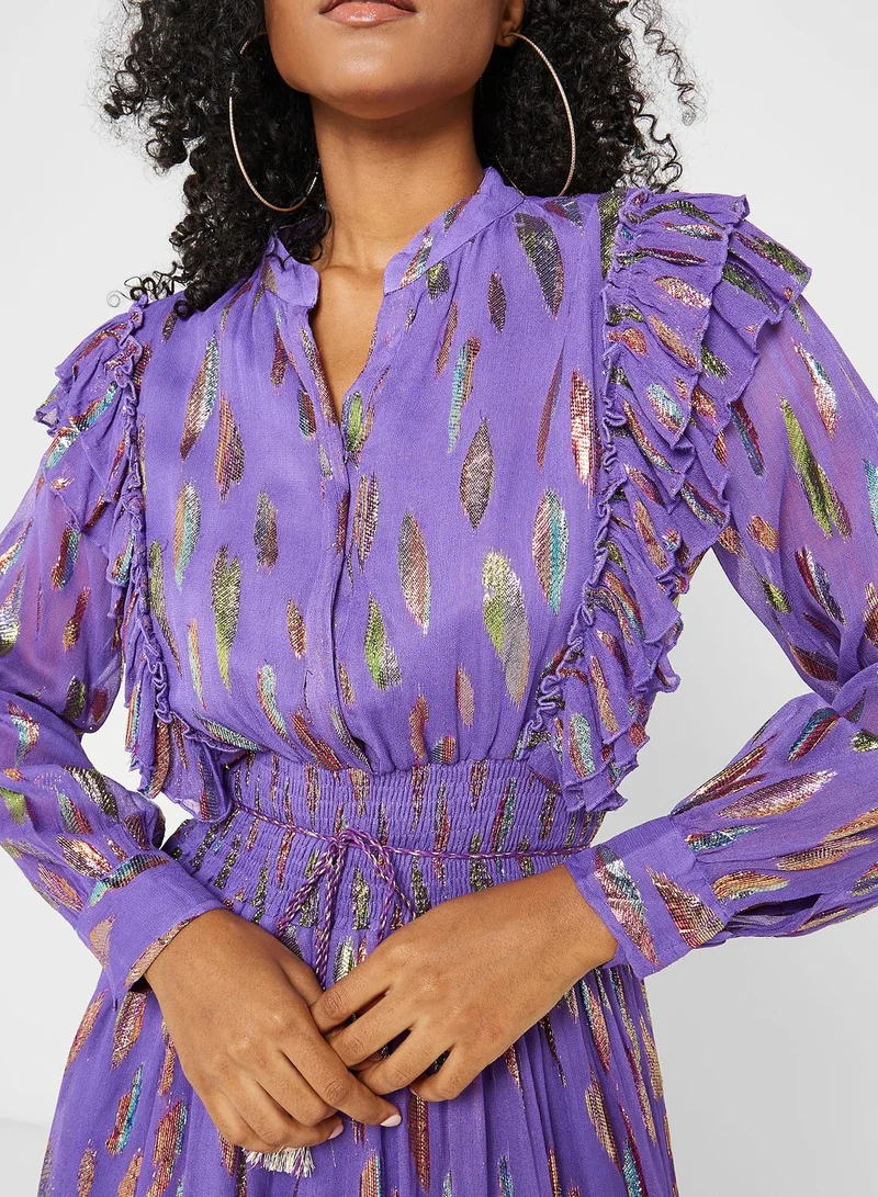 That’s My Gal Puff Sleeves Frilled Ruched Dress