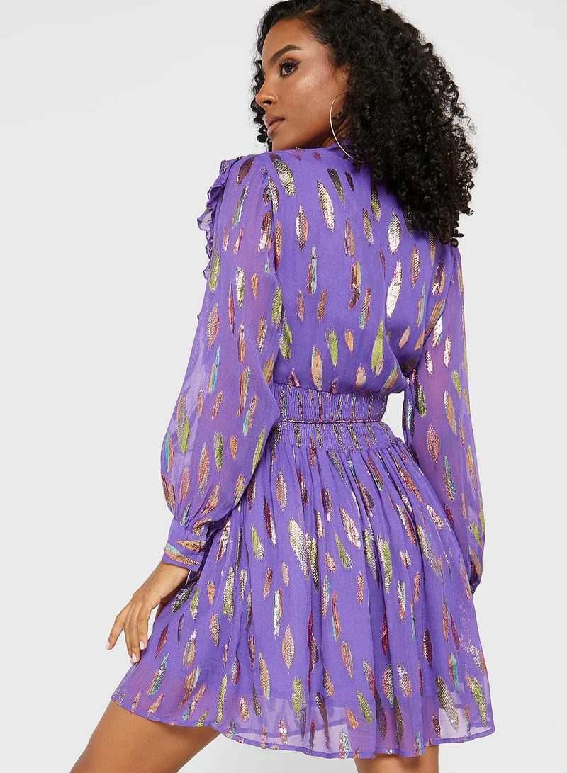 That’s My Gal Puff Sleeves Frilled Ruched Dress
